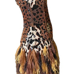 Naeem Khan Animal Print Sequined and Beaded Dress SIDE 2 of 5