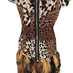 Naeem Khan Animal Print Sequined and Beaded Dress BACK 3 of 5