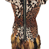 Naeem Khan Animal Print Sequined and Beaded Dress BACK 3 of 5