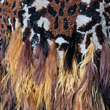 Naeem Khan Animal Print Sequined and Beaded Dress FEATHER DETAIL 4 of 5