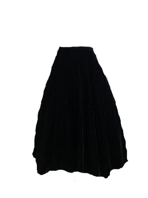50s Black Velvet Quilted Circle Skirt FRONT 1 of 5