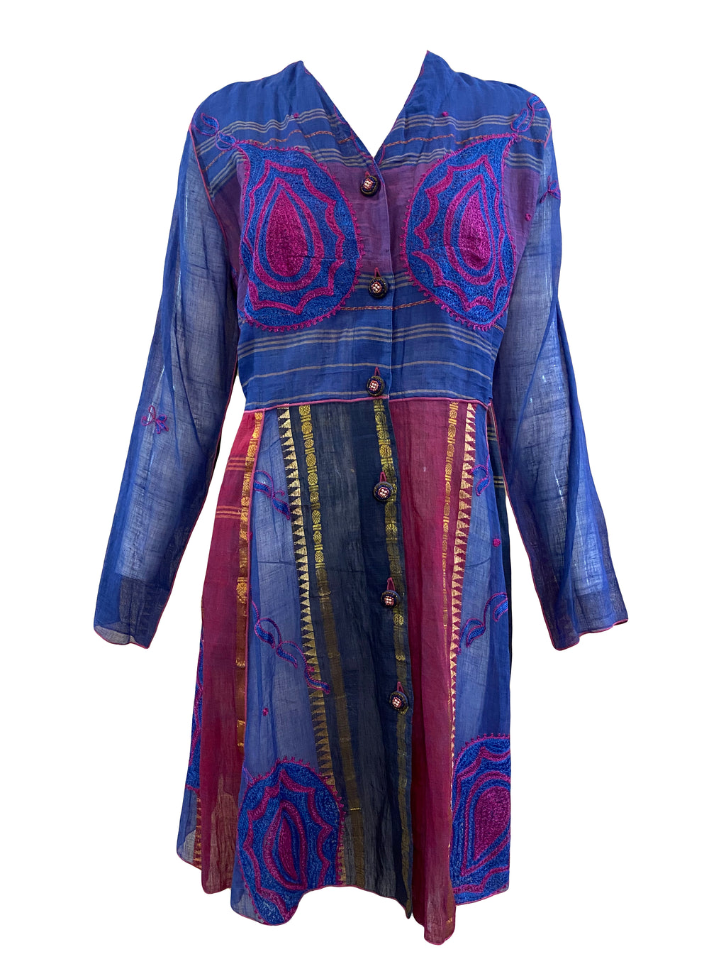Paul Ropp Purple and Blue Paisley Summer Dress FRONT 1 of 4