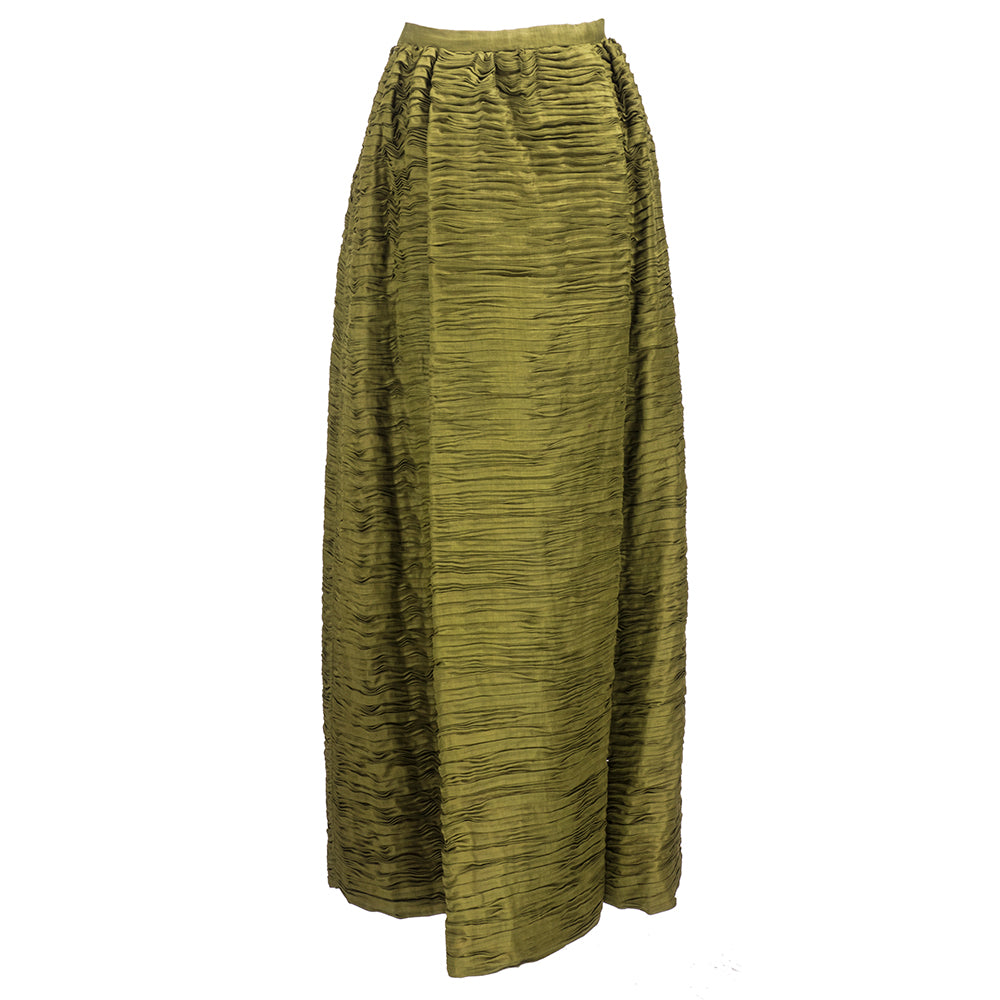 Vintage CONNOLLY 50s Deep Olive Green Evening Skirt, back