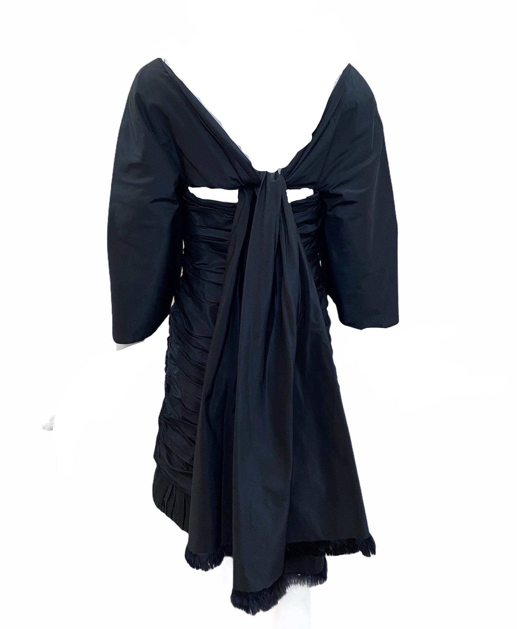 Ralph Rucci Early 2000s Black Silk Taffeta Cocktail Dress  BACK 2 of 4