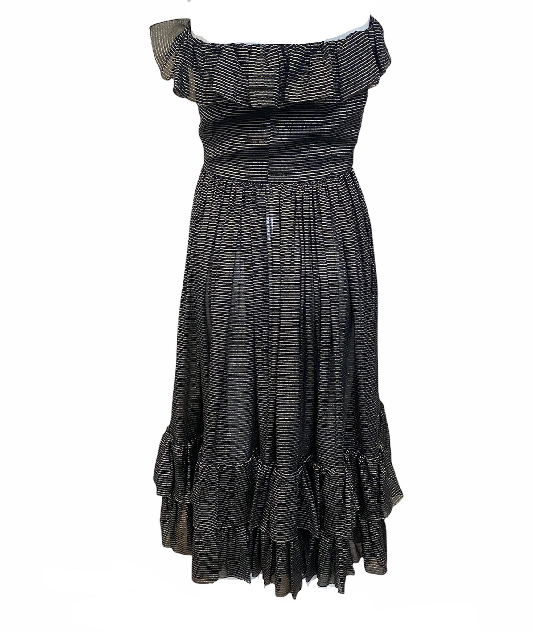 Ungaro 70s Strapless Metallic Stripe Dress BACK 3 of 5