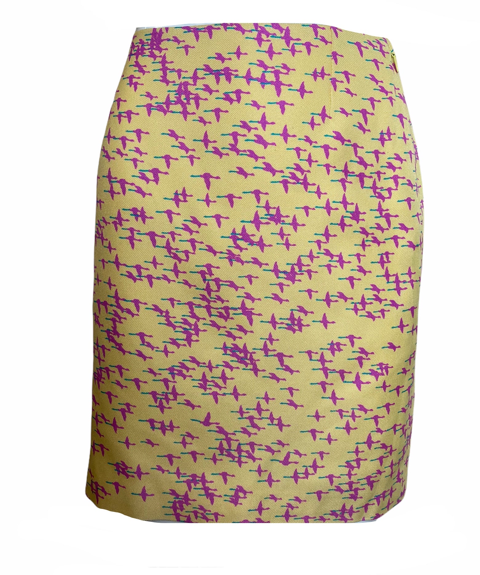 Gianni Versace 90s Yellow Geese Flying South Suit SKIRT 4 of 6