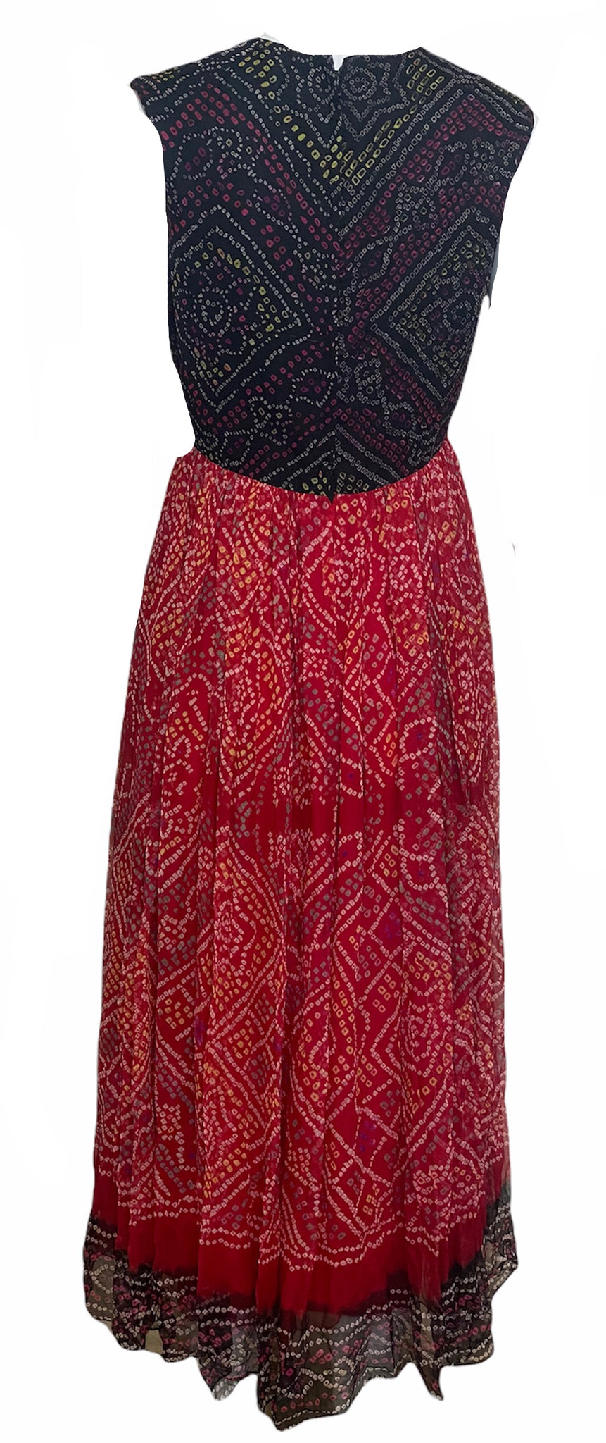 60s Unlabeled High Style Hippie Chiffon Shibori Print Dress with Shawl DRESS BACK 3 of 6
