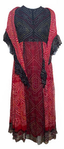 60s Unlabeled High Style Hippie Chiffon Shibori Print Dress with Shawl ENSEMBLE FRONT 1 of 6