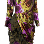 Paul Louis Orrier 80s High Drama Painterly Floral Cocktail Dress FRONT 1 of 5