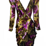 Paul Louis Orrier 80s High Drama Painterly Floral Cocktail Dress BACK 2 of 5