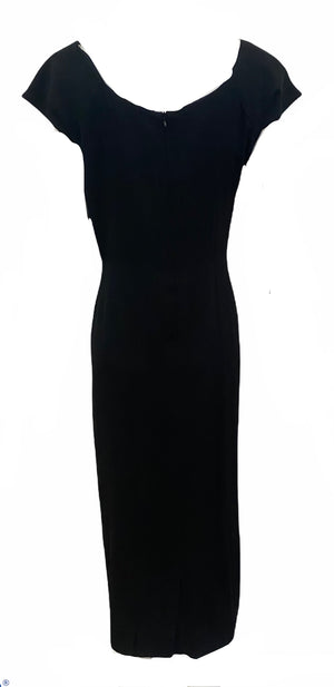 Dorothy O'Hara 1950s Black Crepe Shirred Wiggle Dress – THE WAY WE WORE