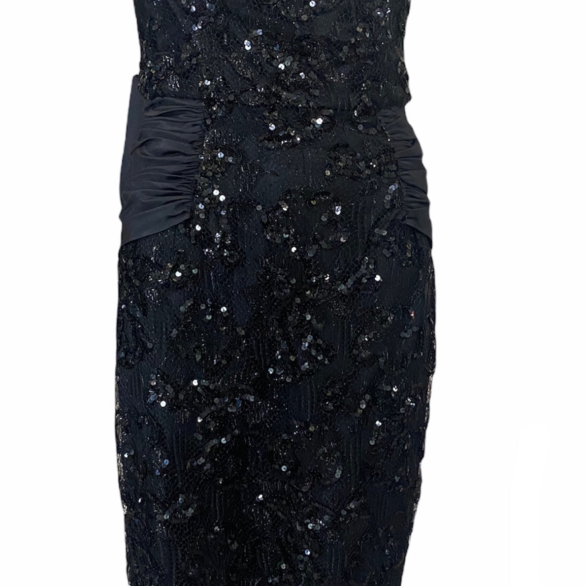 Vicky Tiel 80sBlack Strapless Lace and Sequin Cocktail Dress FRON 1 of 4