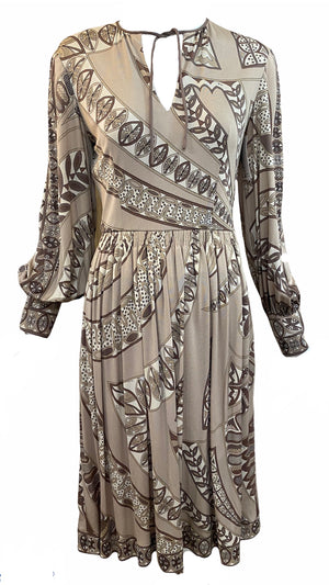 Pucci 70s Earth Tones Jersey Dress with Iconic Print FRONT 1 of 5