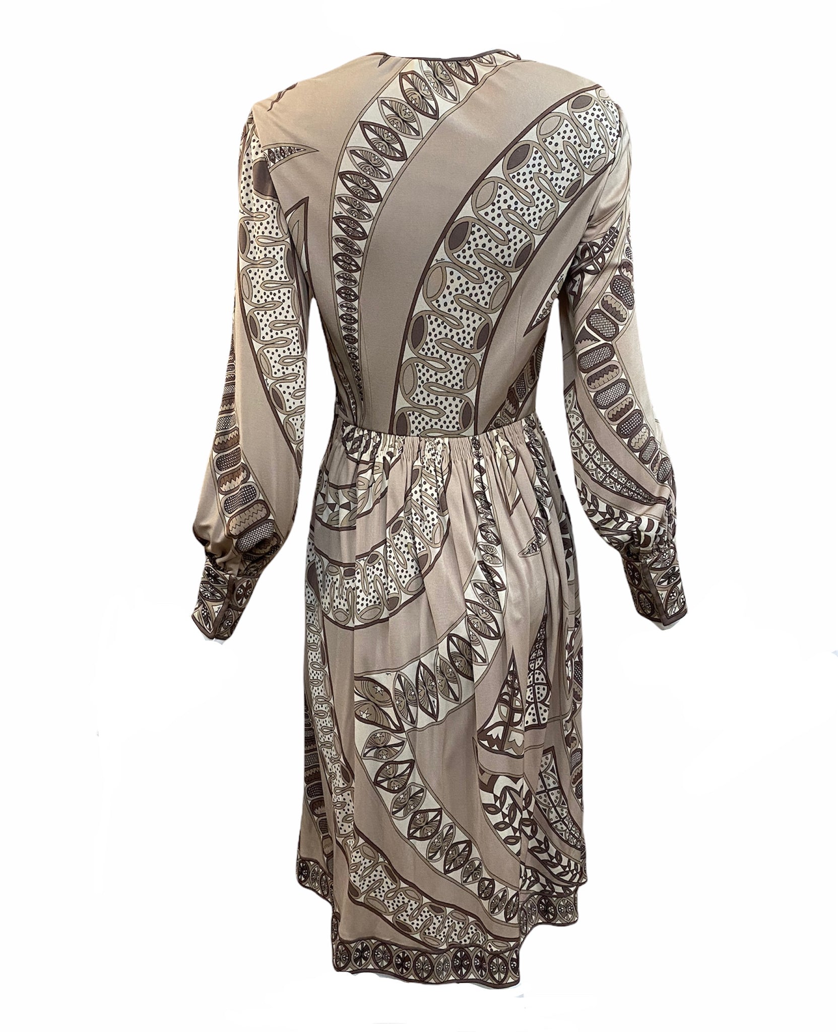Pucci 70s Earth Tones Jersey Dress with Iconic Print BACK 2 of 5