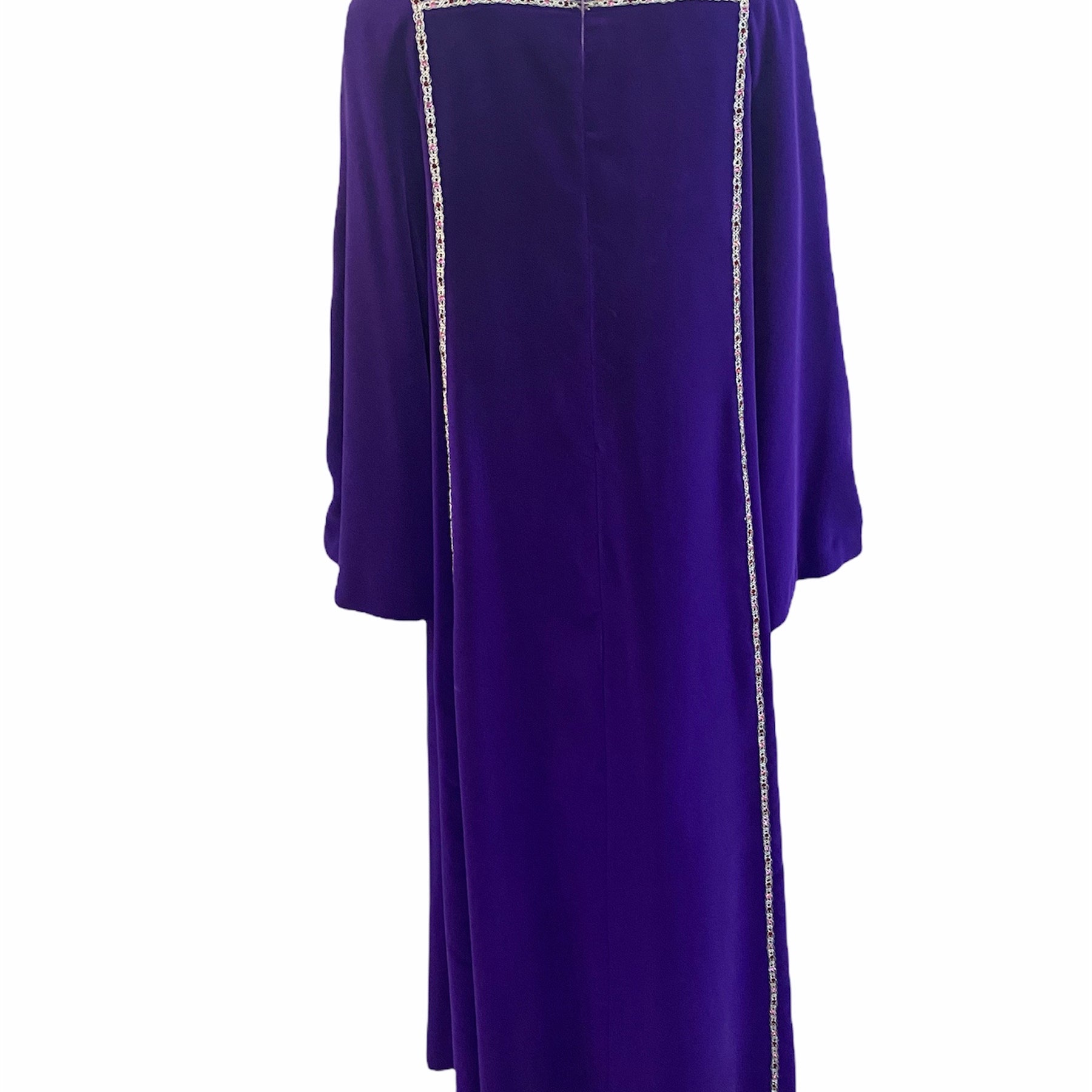 Malcolm Starr 60s Purple Velvet Jeweled Gown BACK 2 of 5