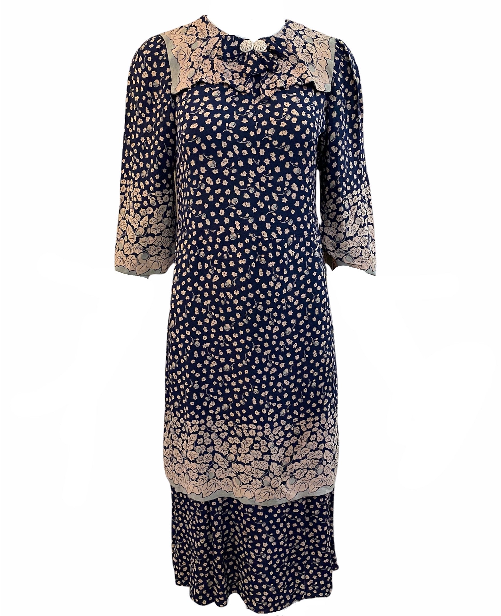 30s Blue Ditzy Floral Crepe Day Dress THE WAY WE WORE 30s Blue Ditzy Floral Crepe Day Dress THE WAY WE WORE