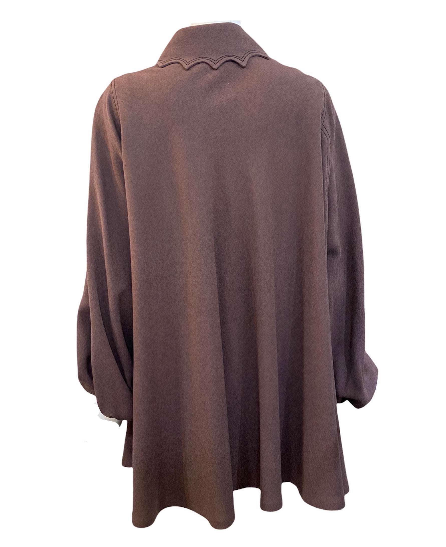 John Bates 70s Mauve Moss Crepe Swing Jacket/Blouse BACK 2 of 4