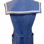 Traina Norell 60s Cornflower Blue and White  Linen Sailor Dress BACK DETAIL 4 of 5