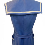 Traina Norell 60s Cornflower Blue and White  Linen Sailor Dress BACK DETAIL 4 of 5