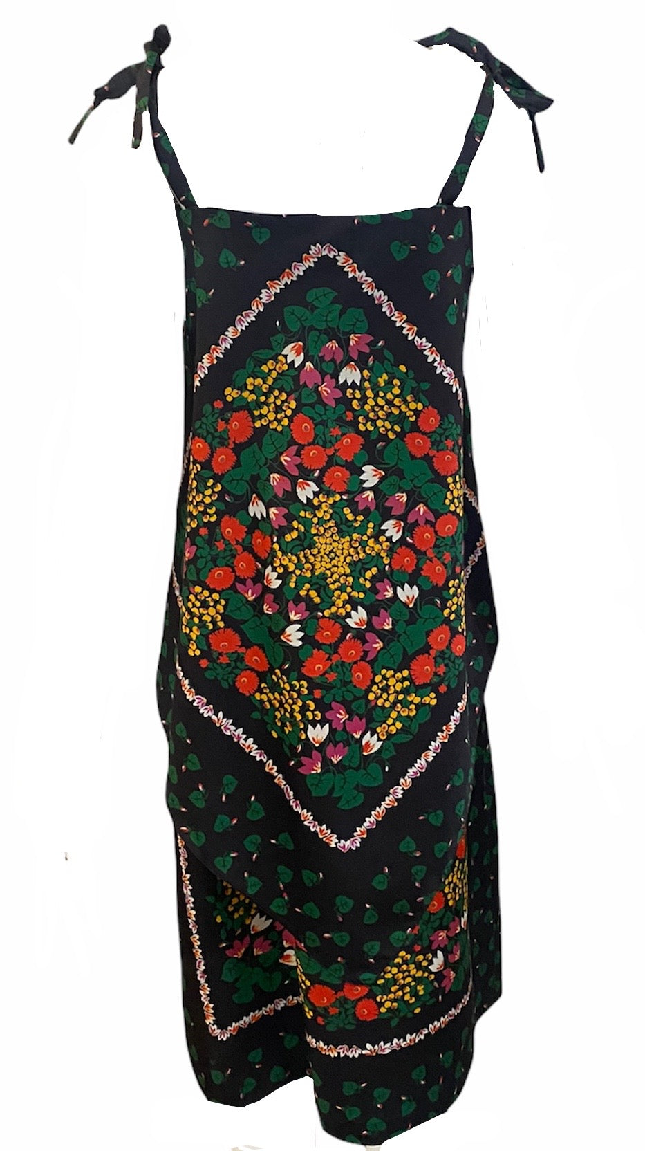 Frank Usher 70s Handkerchief Hem Sun Dress with Scarf BACK 3 of 7