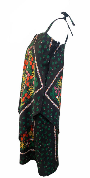 Frank Usher 70s Handkerchief Hem Sun Dress with Scarf SIDE 2 of 7