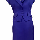 Celine Contemporary Blue Skirt Suit  Ensemble FRONT  1 of 5