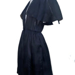 Halston 70s  Black Silk Taffeta Jacquard Wrap Dress SIDE 2 of 4