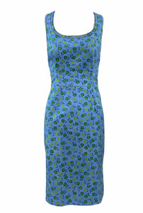 Prada Blue Summer Cotton Twill Frock With Whimsical Floral Print FRONT 1 of 5