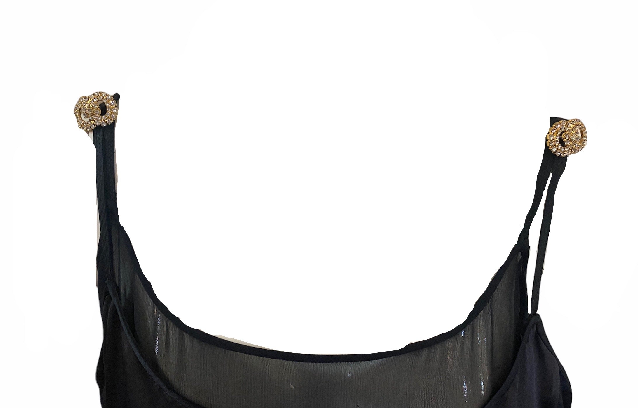  Lifetime Gianni Versace Inky Black Slinky Silk Gown Fit For a Goddess SHOULDER DETAIL 3 of 4