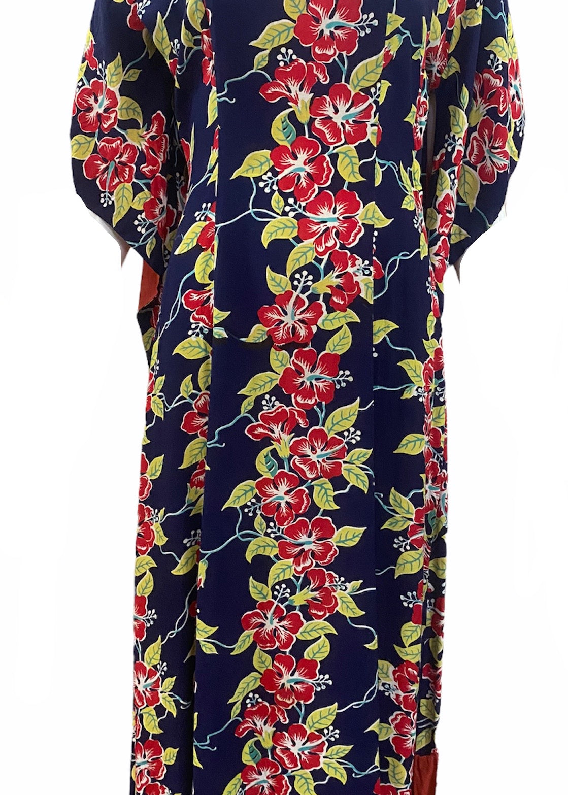 Surfriders Sportswear 40s Blue Border Print  Pake Muu Dress FRONT 1 of 5