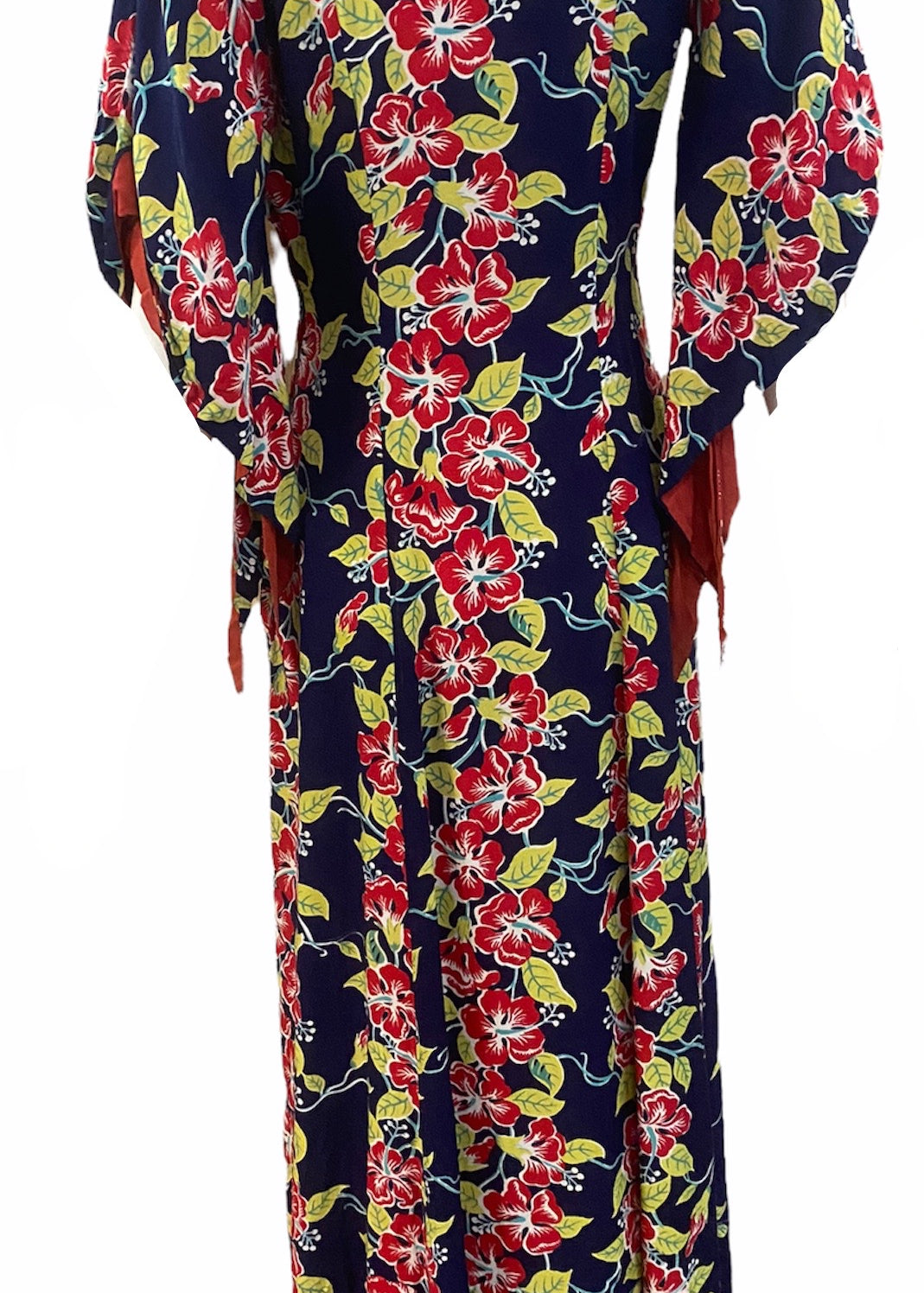 Surfriders Sportswear 40s Blue Border Print  Pake Muu Dress BACK 2 of 5