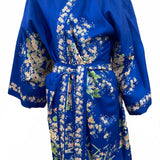 Hiyashi Japanese Blue Silk Floral Belted Robe CLOSED 3 of 6