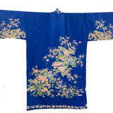 Hiyashi Japanese Blue Silk Floral Belted Robe BACK 2 of 6