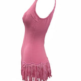 Deweese 60s Pink Fringed Swimsuit Ensemble, side 2 of 11