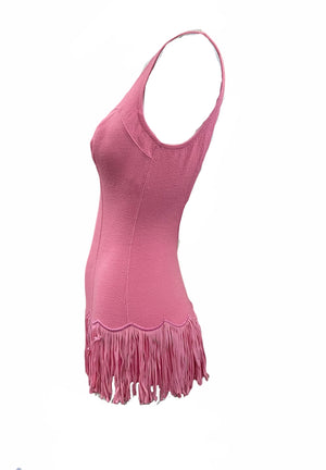 Deweese 60s Pink Fringed Swimsuit Ensemble, side 2 of 11