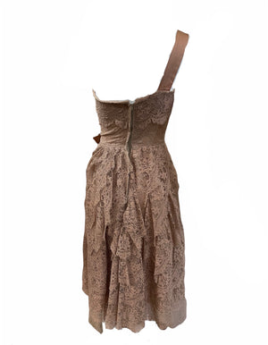 50s Mocha Brown Lace Cocktail Dress  BACK 3 of 5