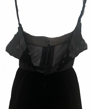 Madame Gres 60s Black Velvet Sheath Gown INTERIOR BODICE 5 of 6