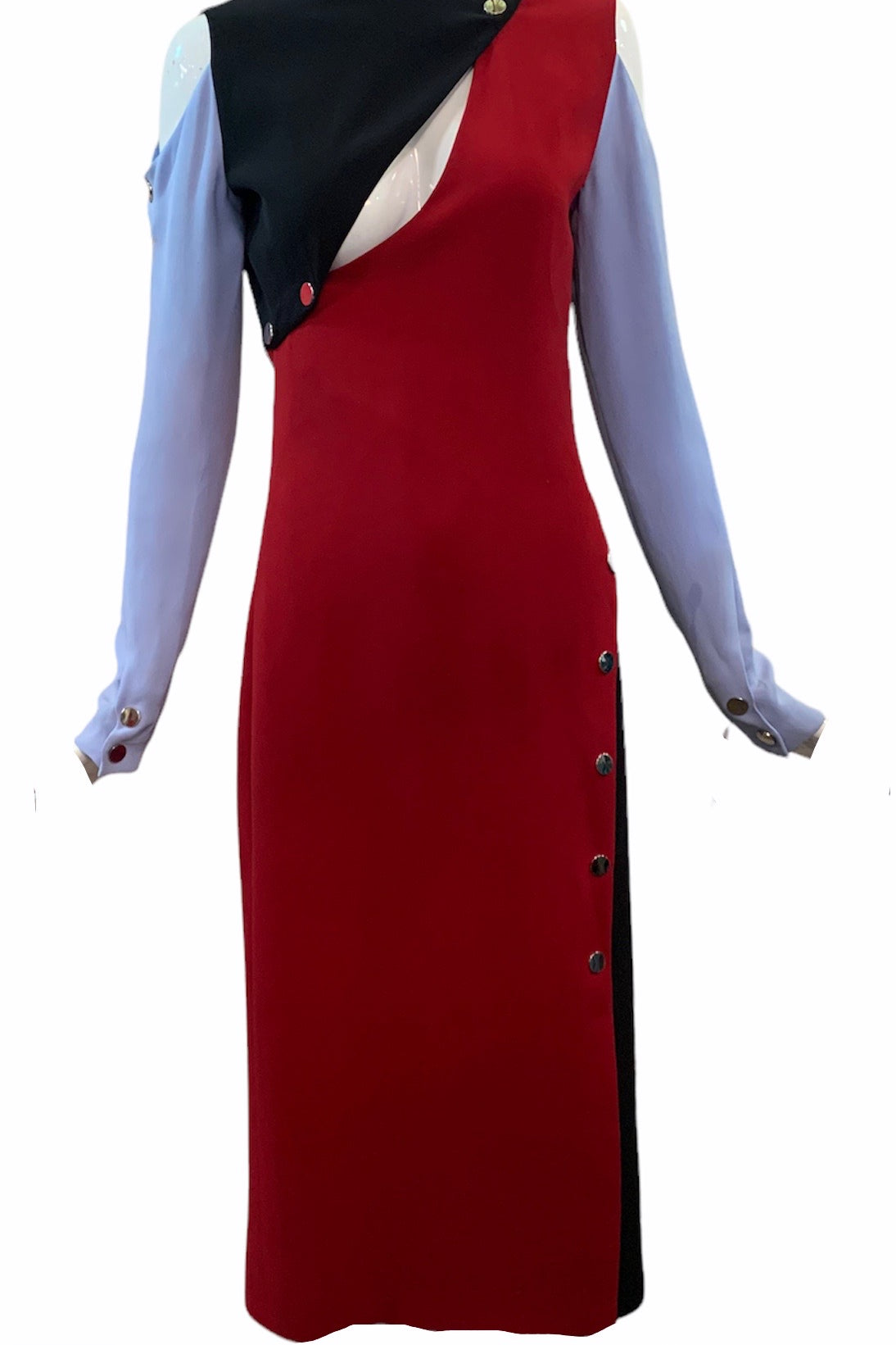 Versace 2013 Color Block Dress with Chrome Snaps THE WAY WE WORE Versace 2013 Color Block Dress with Chrome Snaps THE WAY WE WORE