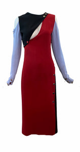 Versace Contemporary Color Block  Dress with Chrome Snaps FRONT 1 of 4