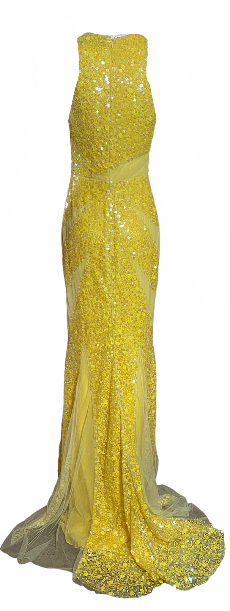  Lorena Sarbu Spectacular Yellow Sequin Red Carpet Gown BACK 2 of 5