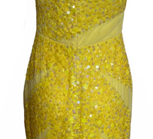  Lorena Sarbu Spectacular Yellow Sequin Red Carpet Gown BACK DETAIL 3 of 5