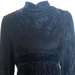 70s Dramatic  Black Striped Velvet Shot with Silver DETAIL 4 of 6
