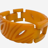 40s Butterscotch Bakelite Carved Hinged Bracelet