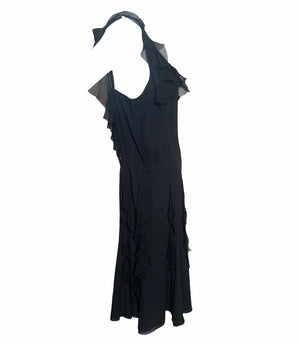  Galliano Attribution Black 30s Inspired Chiffon Dress  SIDE 2 of 3