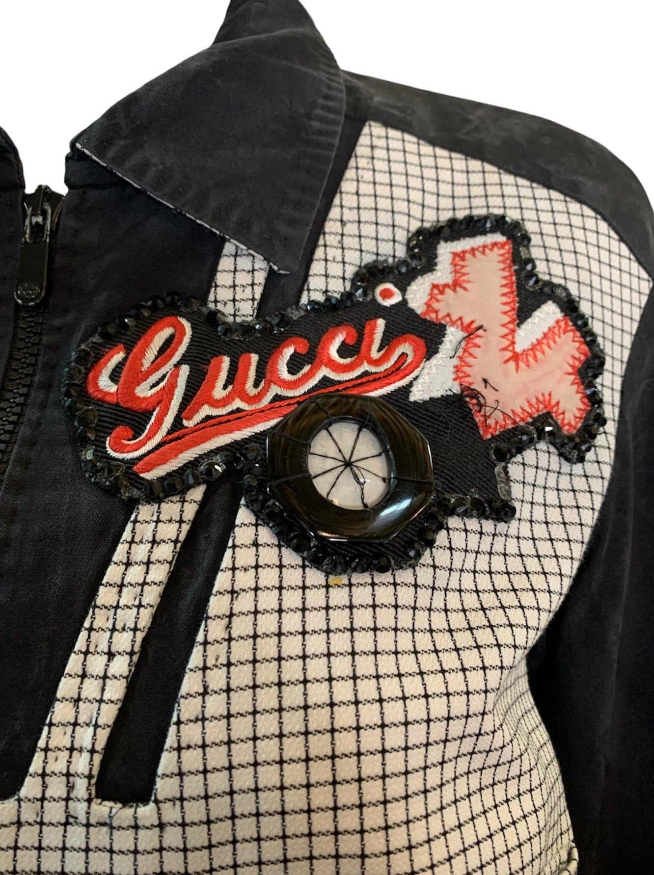  GUCCI Contemporary Bomber Style Jacket with Patches DETAIL 4 of 6