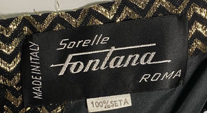 Sorelle Fontana 80s Gold Lame Zig Zag Deco Inspired Gown LABEL 4 of 4